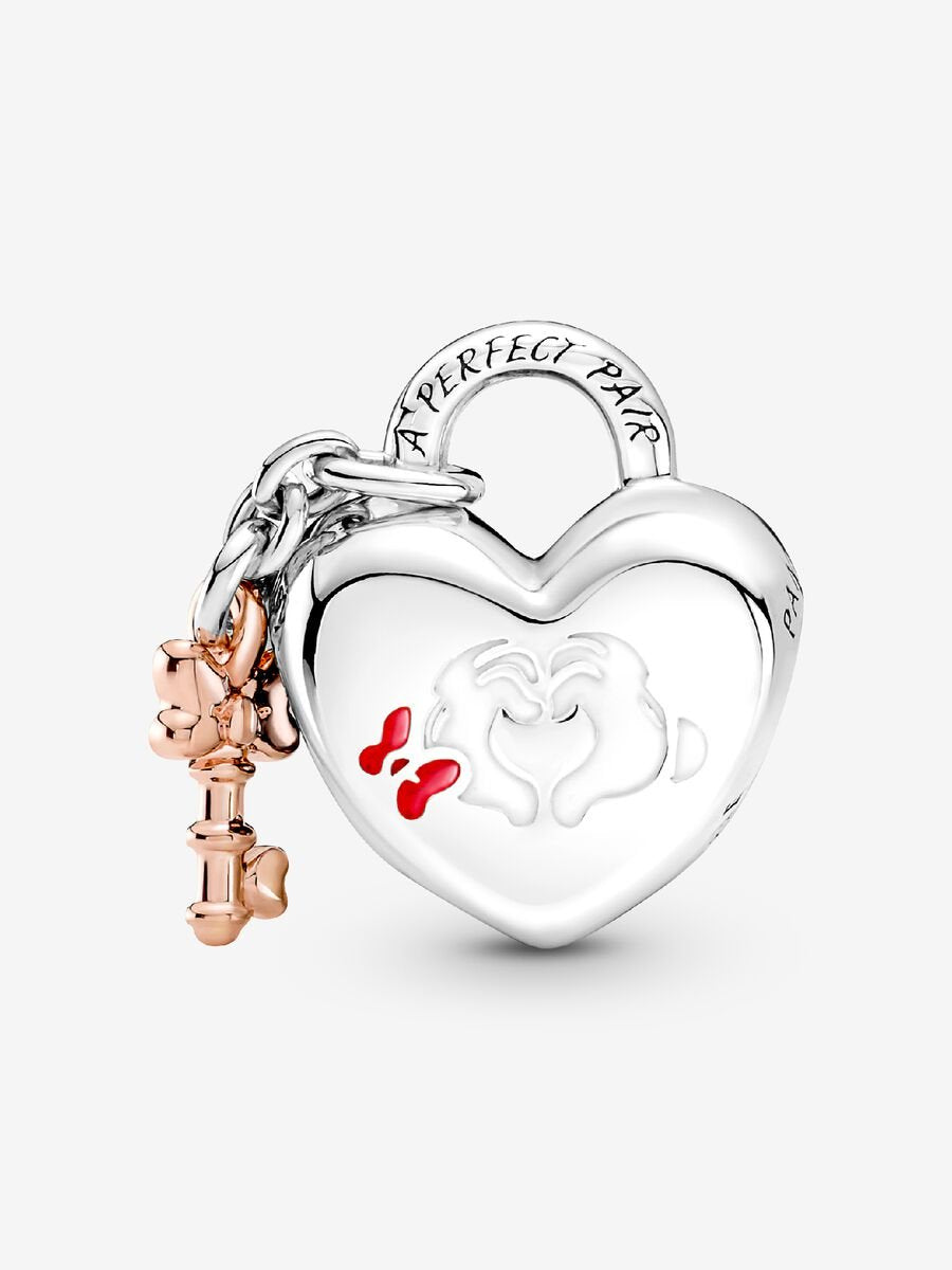 Disney Mickey Mouse & Minnie Mouse Padlock Charm
Sterling silver,14k rose gold plating