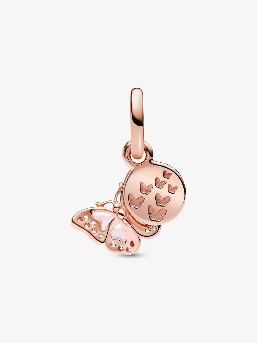 Pink Butterfly & Quote Double Dangle Charm
14k rose gold plating