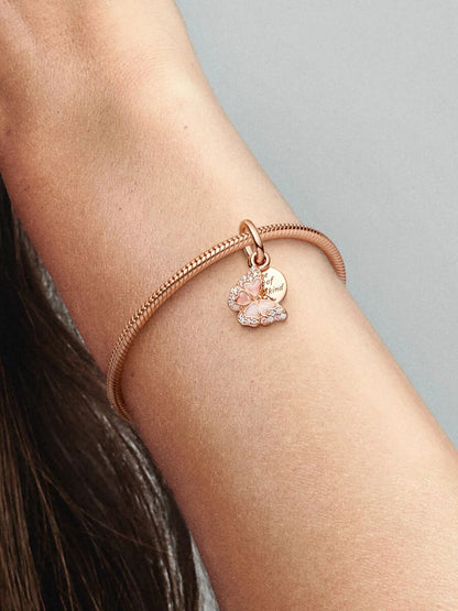 Pink Butterfly & Quote Double Dangle Charm
14k rose gold plating