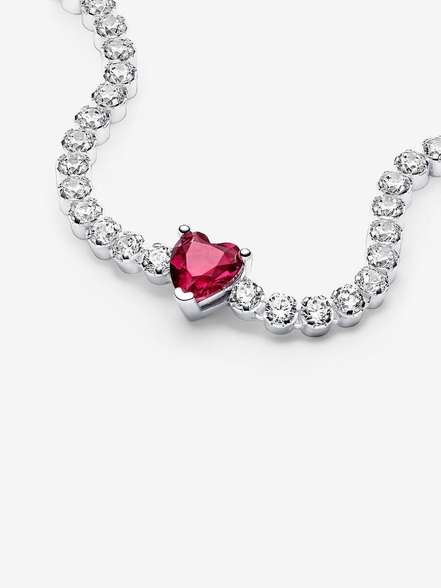 Red Sparkling Heart Tennis Bracelet