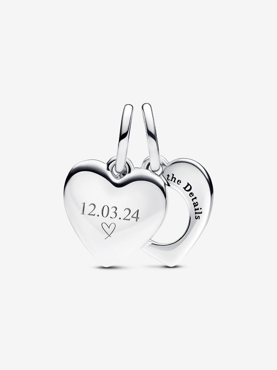 Engravable Heart Magnifying Glass Double Dangle Charm