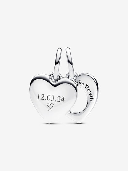 Engravable Heart Magnifying Glass Double Dangle Charm