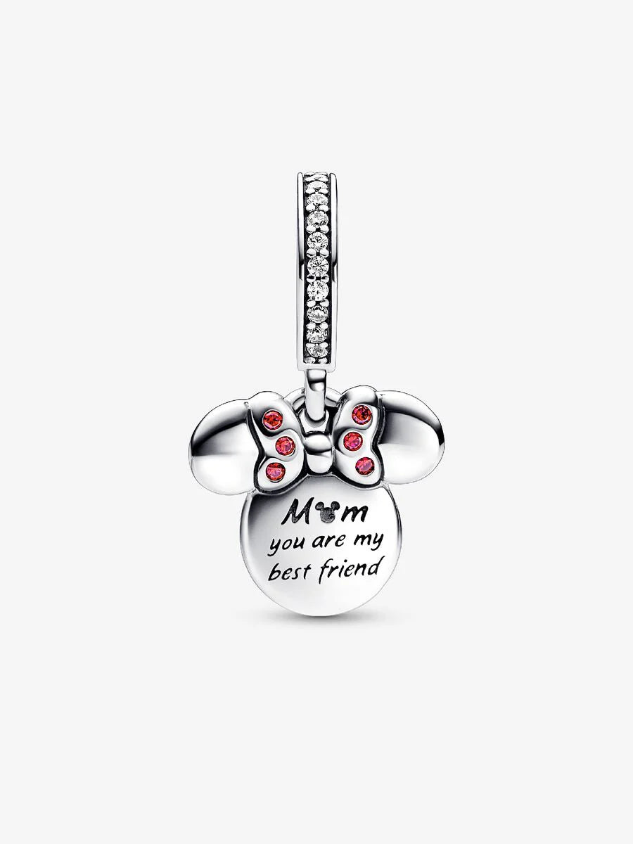 Disney Minnie Mouse Silhouette "Mom" Double Dangle Charm
Sterling silver, 14k rose gold plating