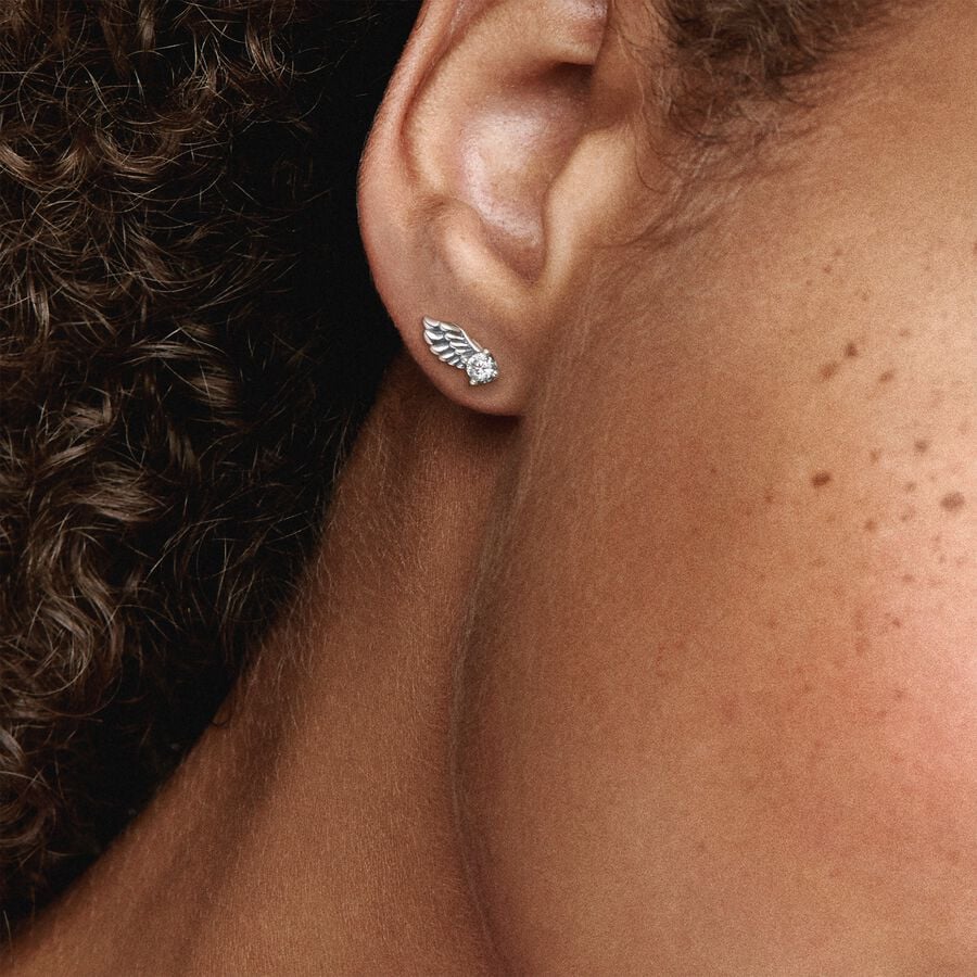 Sparkling Angel Wing Stud Earrings