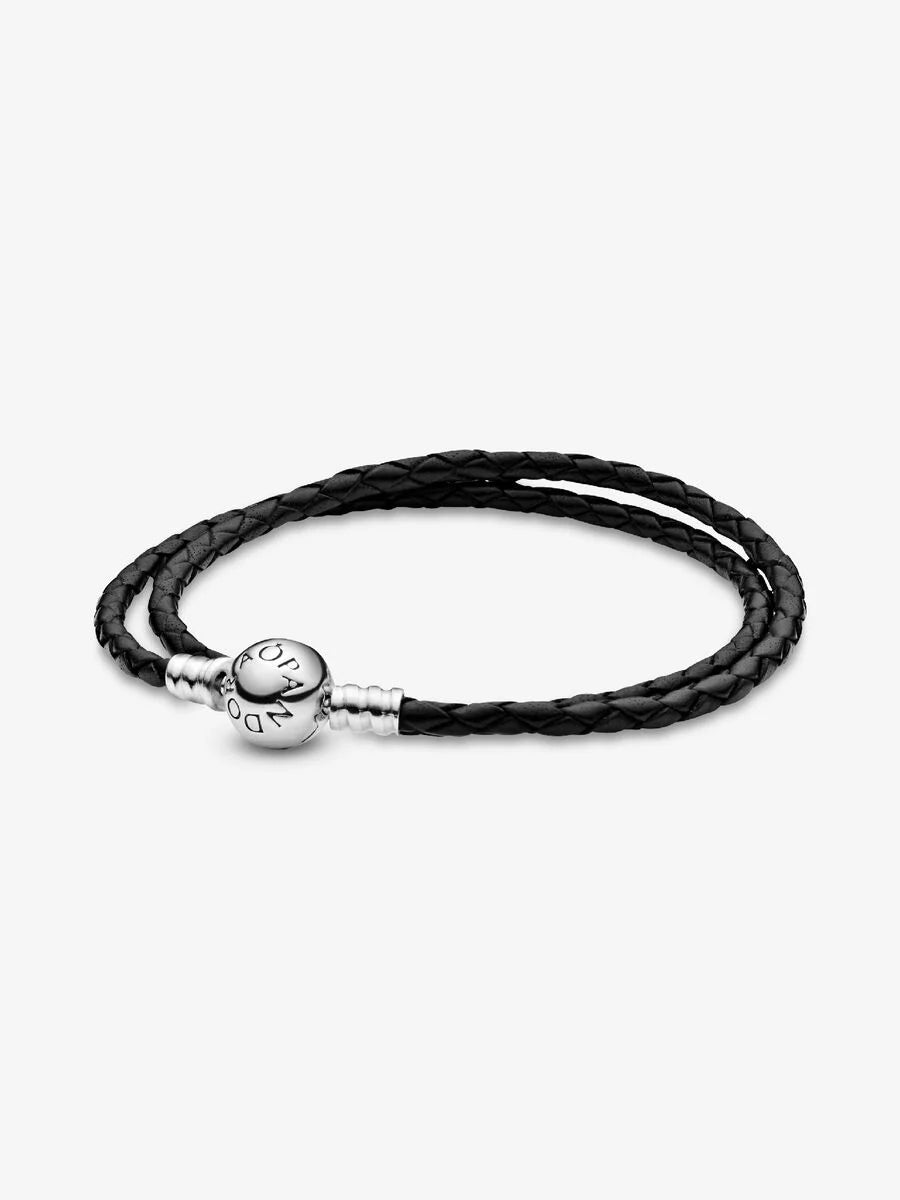 Double Black Leather Bracelet