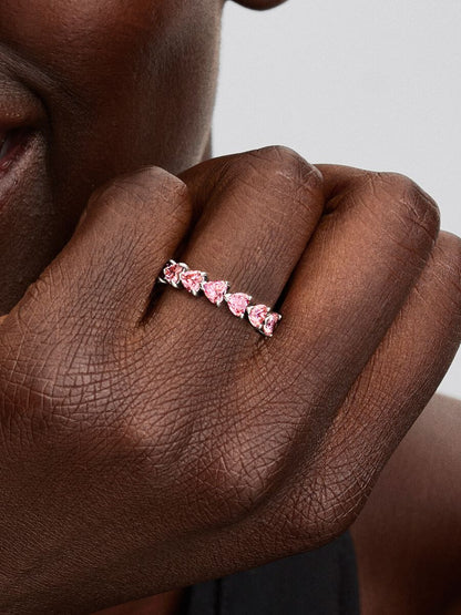Band of Pink Hearts Ring