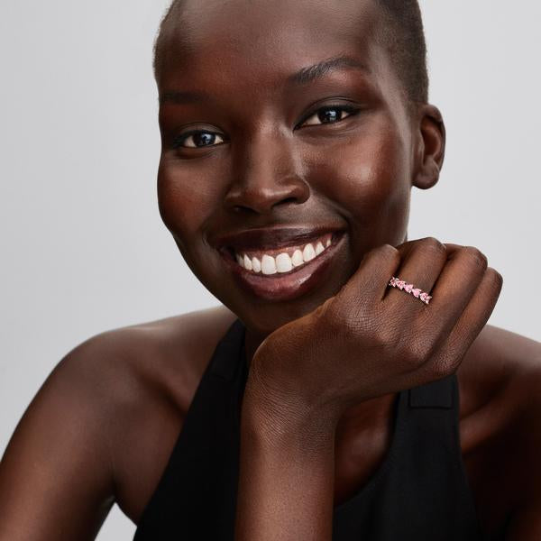 Band of Pink Hearts Ring