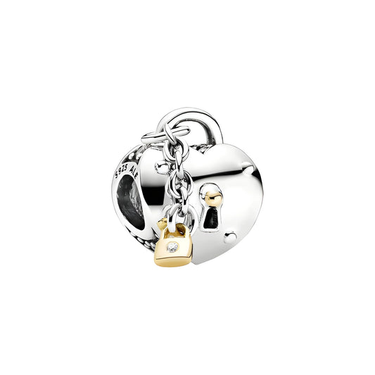 Two-Tone Heart and Lock Charm