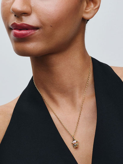 Spinnable Face Robot Dangle Charm
Sterling silver, 14k gold plating