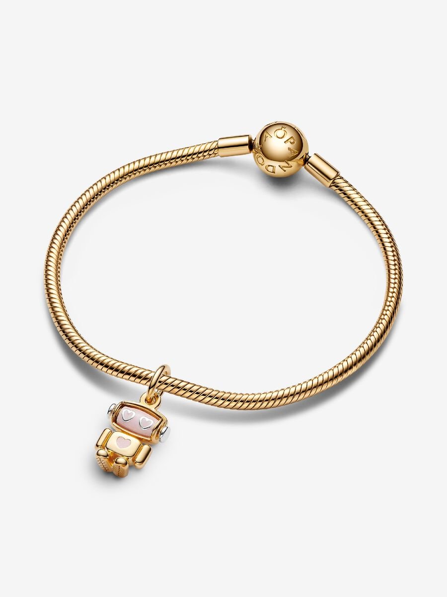 Spinnable Face Robot Dangle Charm
Sterling silver, 14k gold plating