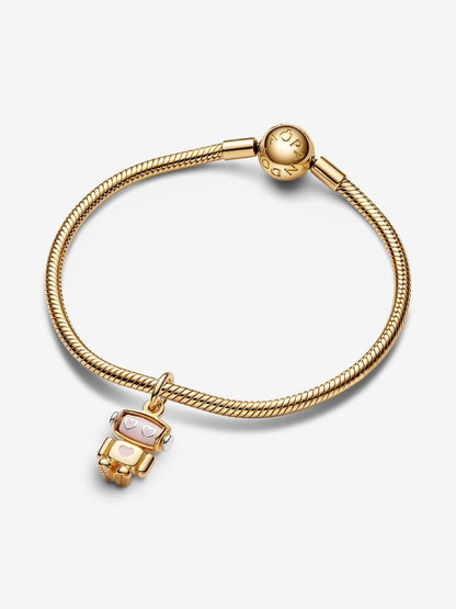 Spinnable Face Robot Dangle Charm
Sterling silver, 14k gold plating