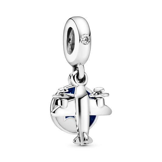 Airplane Silver Dangle charm
