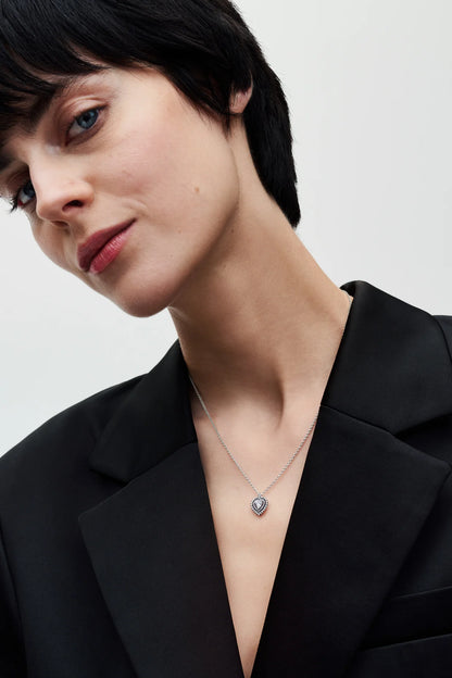 Sparkling Heart Halo Pendant Necklace
Sterling silver