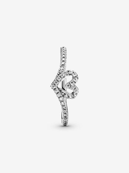 Sparkling Wishbone Heart Ring