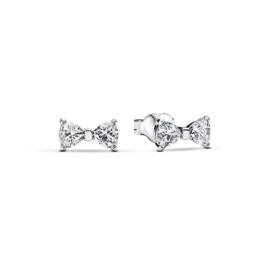 Sparkling silver Bow Stud Earrings