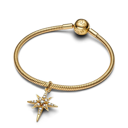 Star 14k gold-plated dangle with clear cubic zirconia