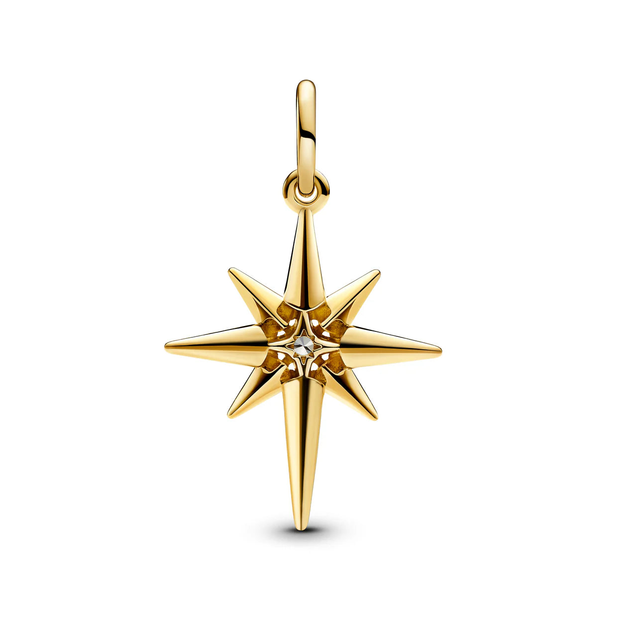 Star 14k gold-plated dangle with clear cubic zirconia