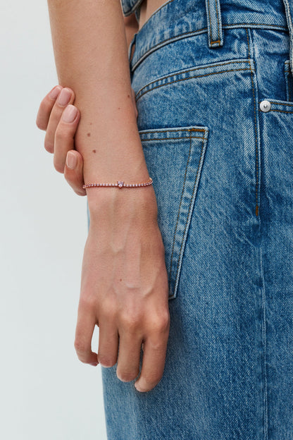 Sparkling Heart Tennis Bracelet
14k rose gold plating