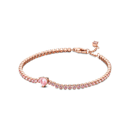 Sparkling Heart Tennis Bracelet
14k rose gold plating