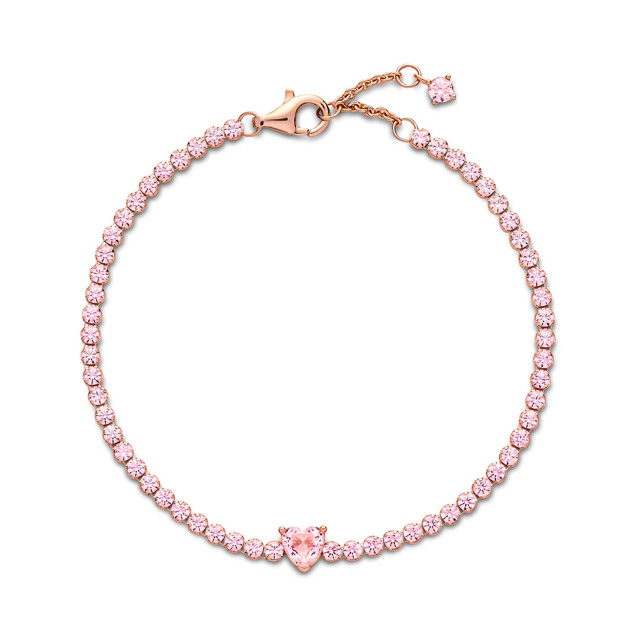 Sparkling Heart Tennis Bracelet
14k rose gold plating