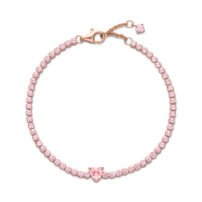Sparkling Heart Tennis Bracelet
14k rose gold plating