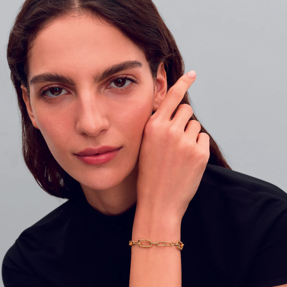 Parallel Openable Textured 14K Gold-Plated Link Bracelet With 2 Openable Links – Silverege