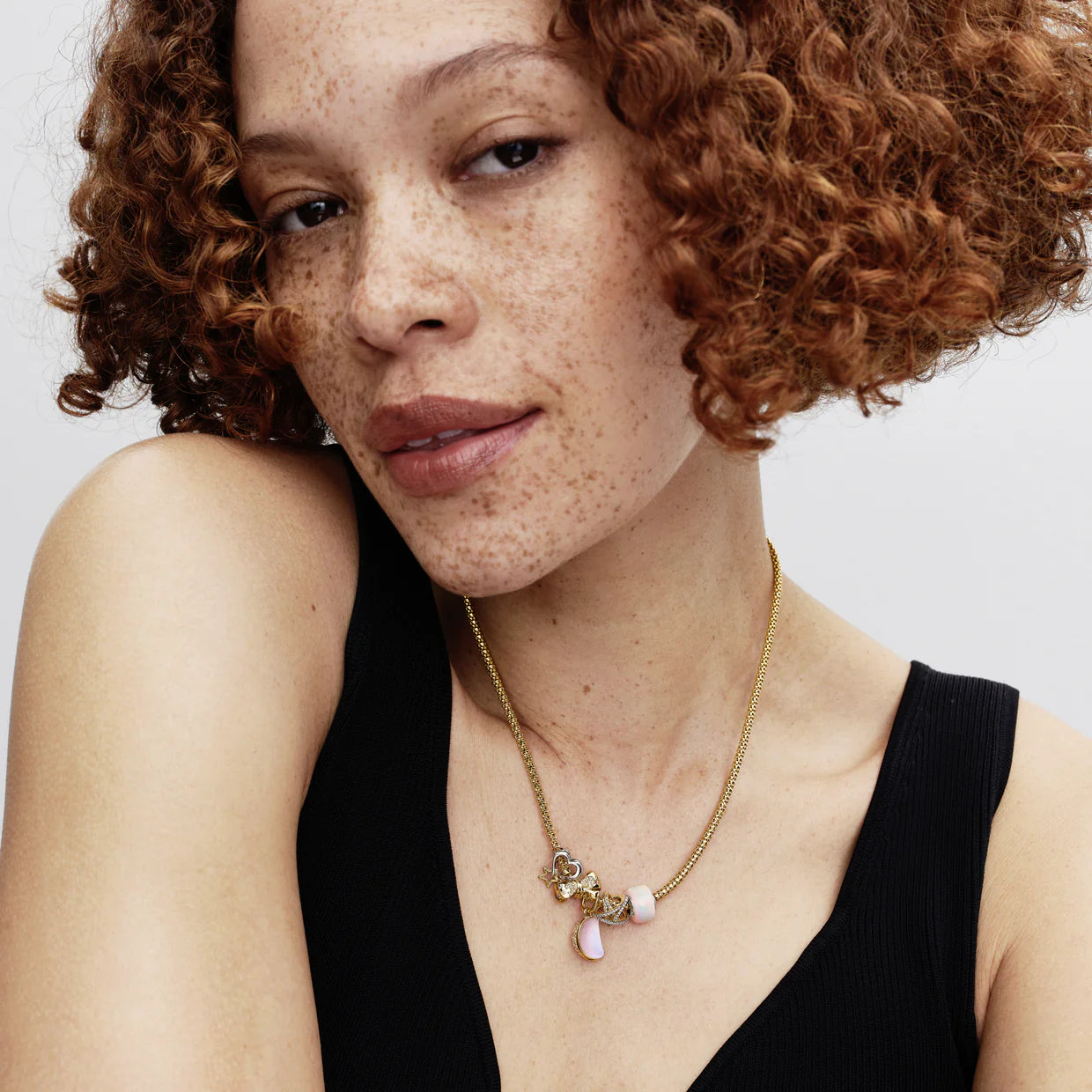 Sparkling Crescent Moon Dangle Charm
14k gold plating