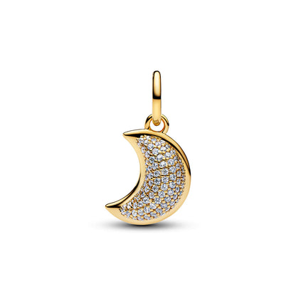 Sparkling Crescent Moon Dangle Charm
14k gold plating