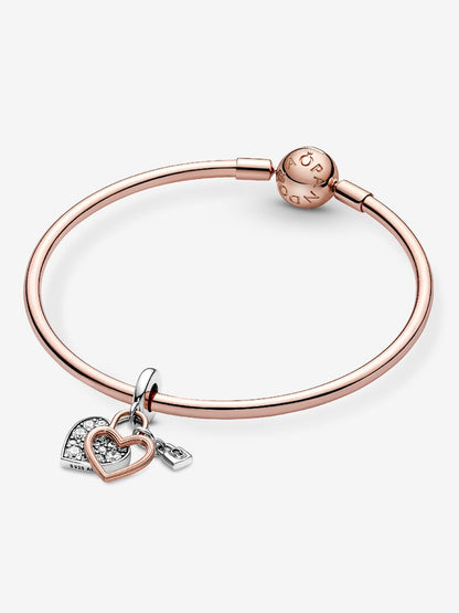 Heart Padlock Double Dangle Charm
Sterling silver, 14k rose gold plating