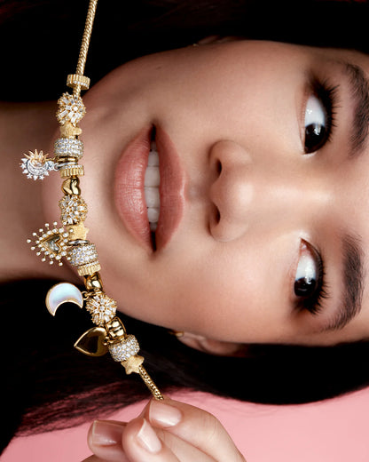 Sparkling Crescent Moon Dangle Charm
14k gold plating