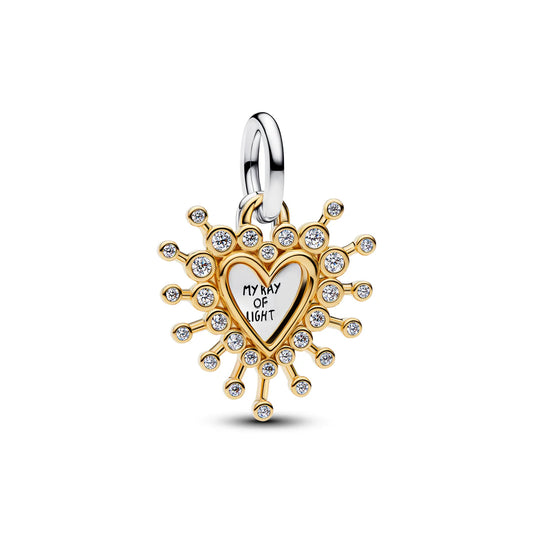 Radiant Heart Double Dangle Charm
Sterling silver, 14k gold plating