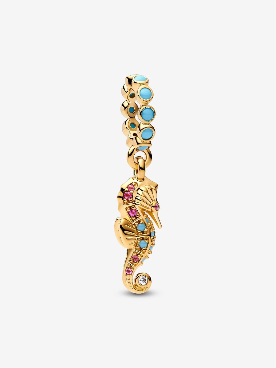 NEW                                             Seahorse Dangle Charm 14k gold plating