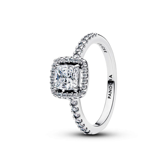 Square Sparkle Halo Ring