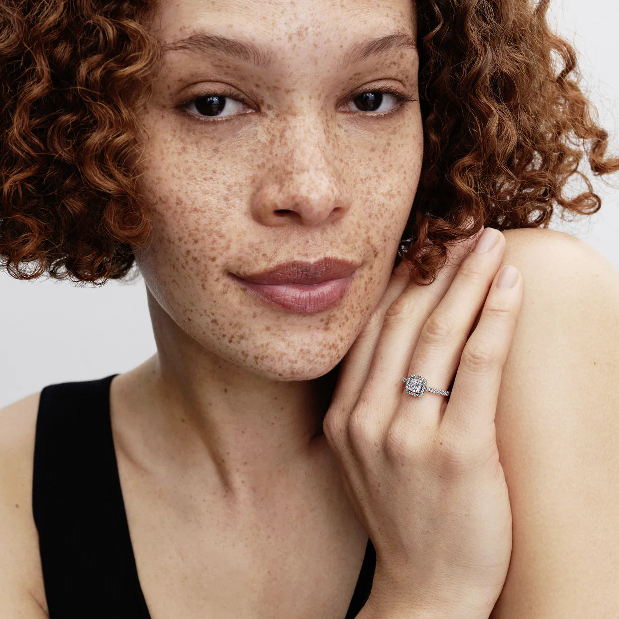 Square Sparkle Halo Ring