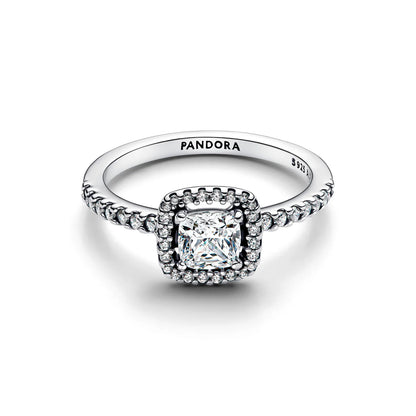 Square Sparkle Halo Ring