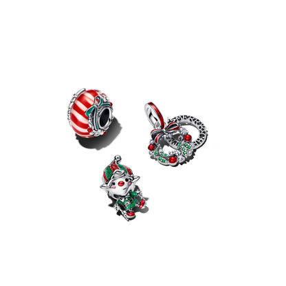 Holiday Wreath Double Dangle Charm