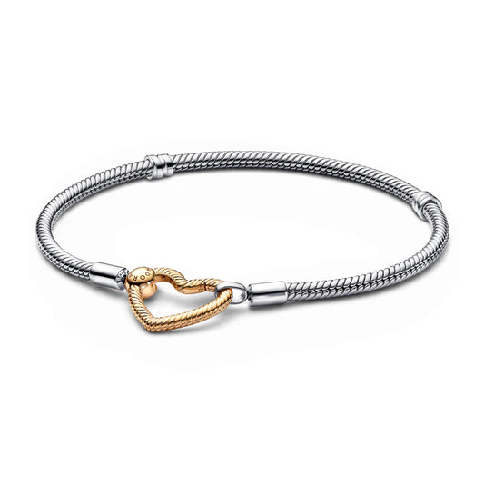 Pandora Moments Heart Closure Snake Chain Bracelet
Sterling silver, 14k gold plating