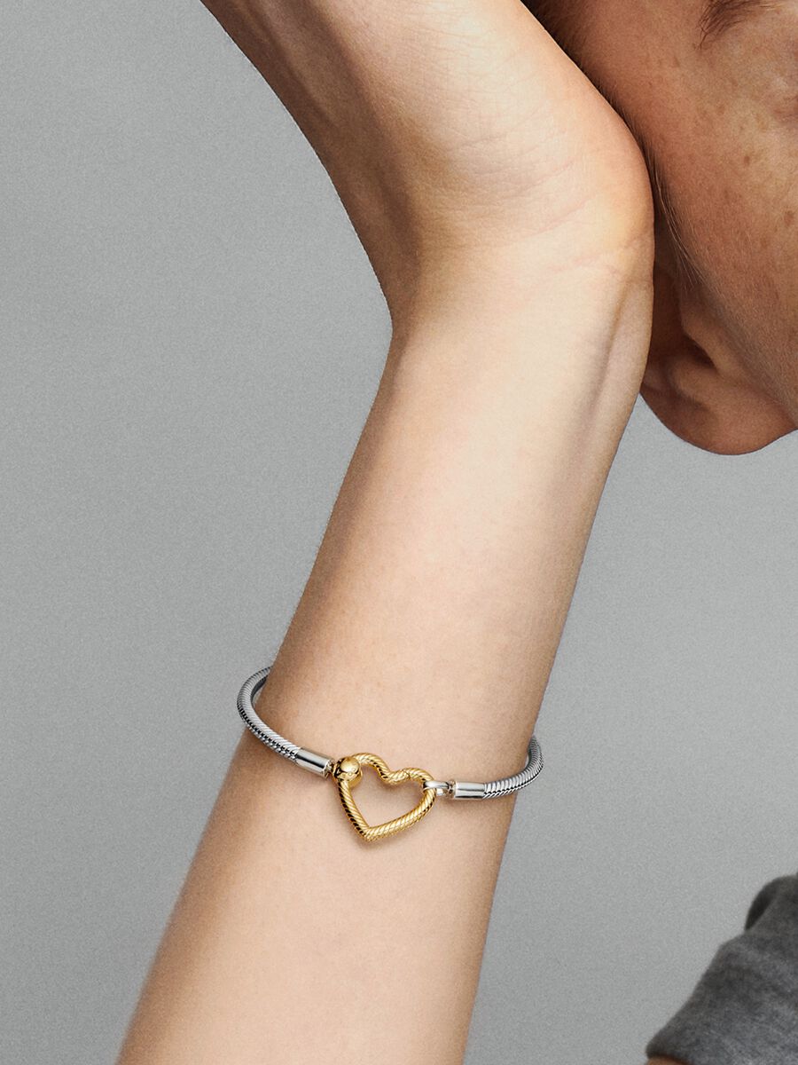 Pandora Moments Heart Closure Snake Chain Bracelet
Sterling silver, 14k gold plating