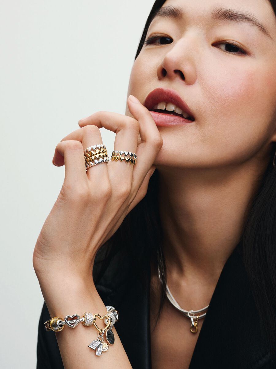 Pandora Moments Heart Closure Snake Chain Bracelet
Sterling silver, 14k gold plating
