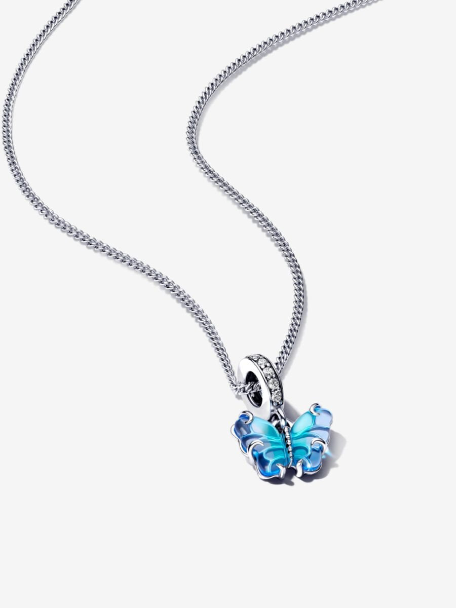 Blue Murano Glass Butterfly Dangle necklace