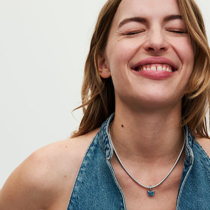 Blue Murano Glass Butterfly Dangle necklace