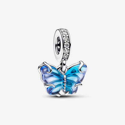 Blue Murano Glass Butterfly Dangle necklace