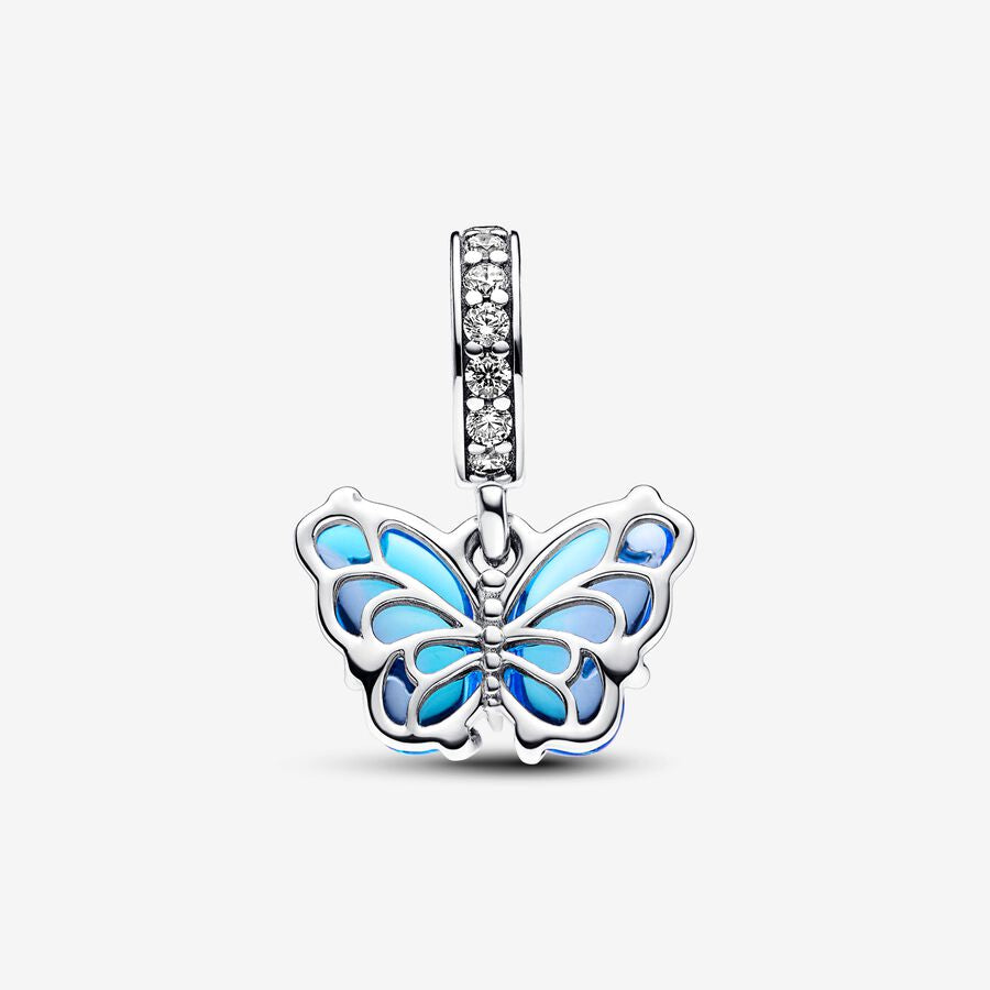 Blue Murano Glass Butterfly Dangle necklace