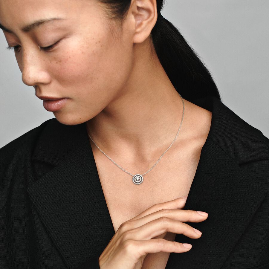 Pandora Sparkling Double Halo Collier Necklace