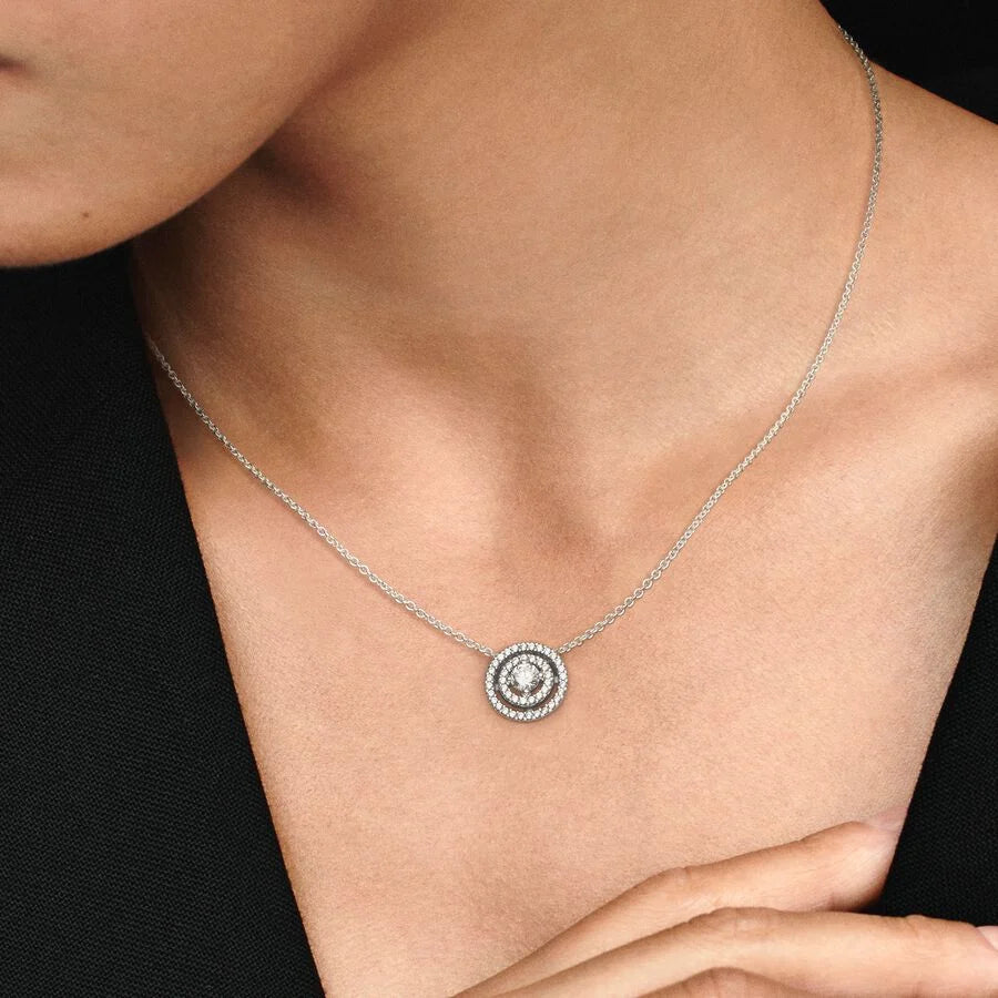 Pandora Sparkling Double Halo Collier Necklace