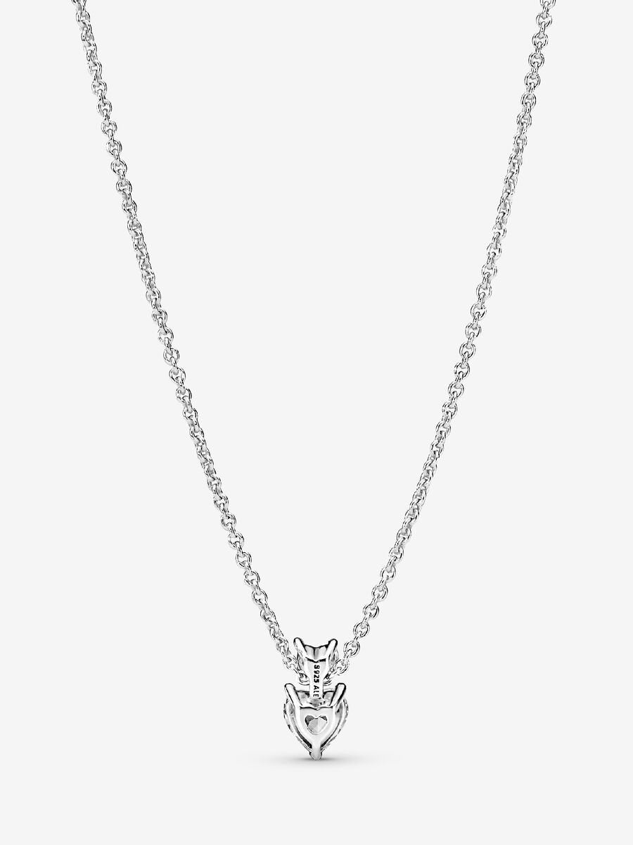 Double Heart Pendant Sparkling Collier Necklace Sterling silver