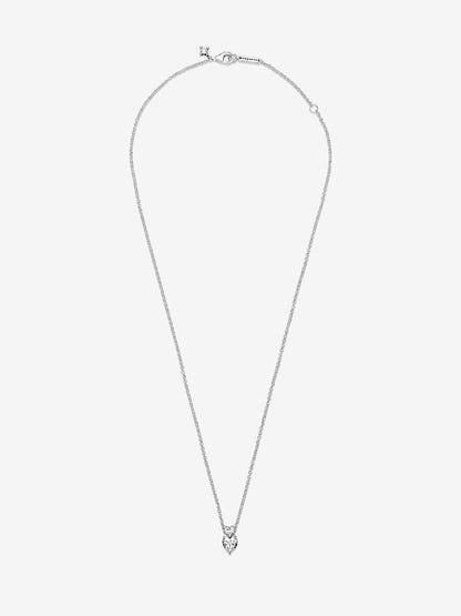 Double Heart Pendant Sparkling Collier Necklace Sterling silver