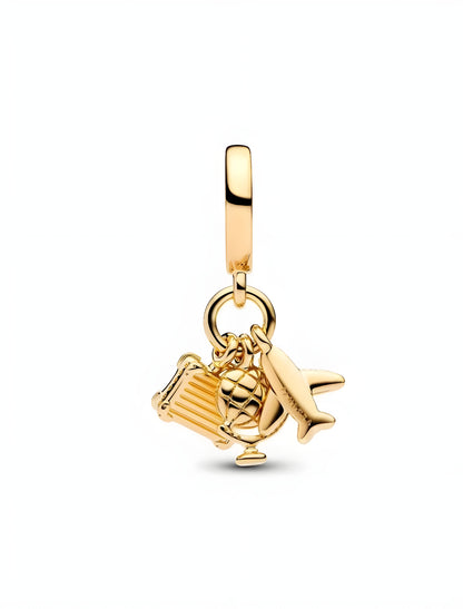 NEW | LIMITED EDITION Airplane, Globe & Suitcase Triple Dangle Charm