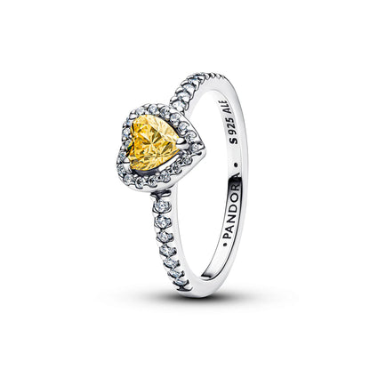 Sparkling Yellow Elevated Heart Ring