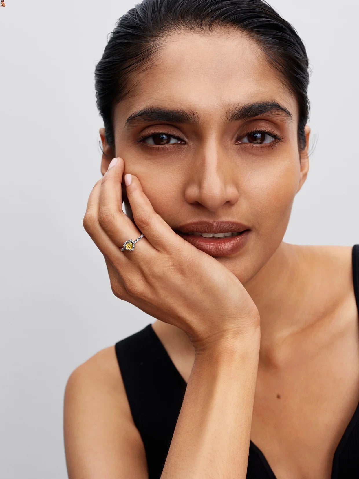 Sparkling Yellow Elevated Heart Ring